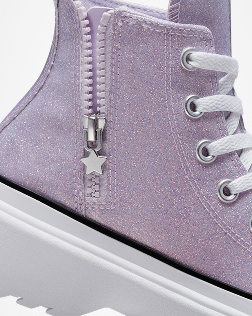 Dívčí Boty Na Platformy Converse Chuck Taylor All Star Lugged Lift Glitter Vysoké Fialové Bílé Černé | CZ CGUO19